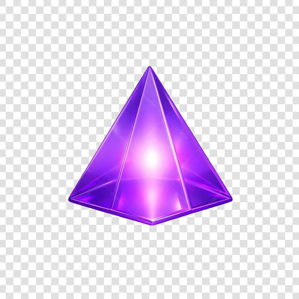 Elemento 3D Pirâmide Roxa Geométrica PNG Fundo Transparente