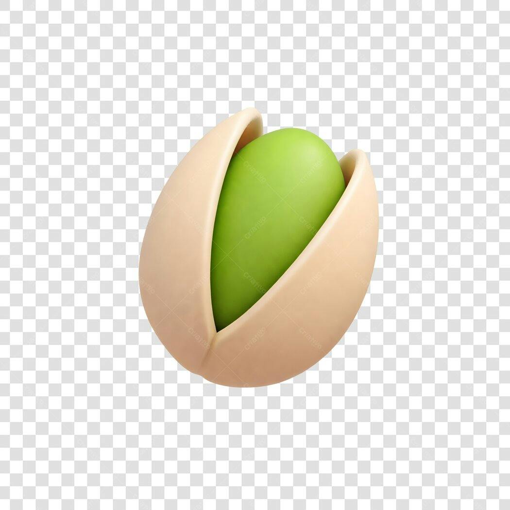 Elemento 3D Pistache Aberto Verde PNG Fundo Transparente