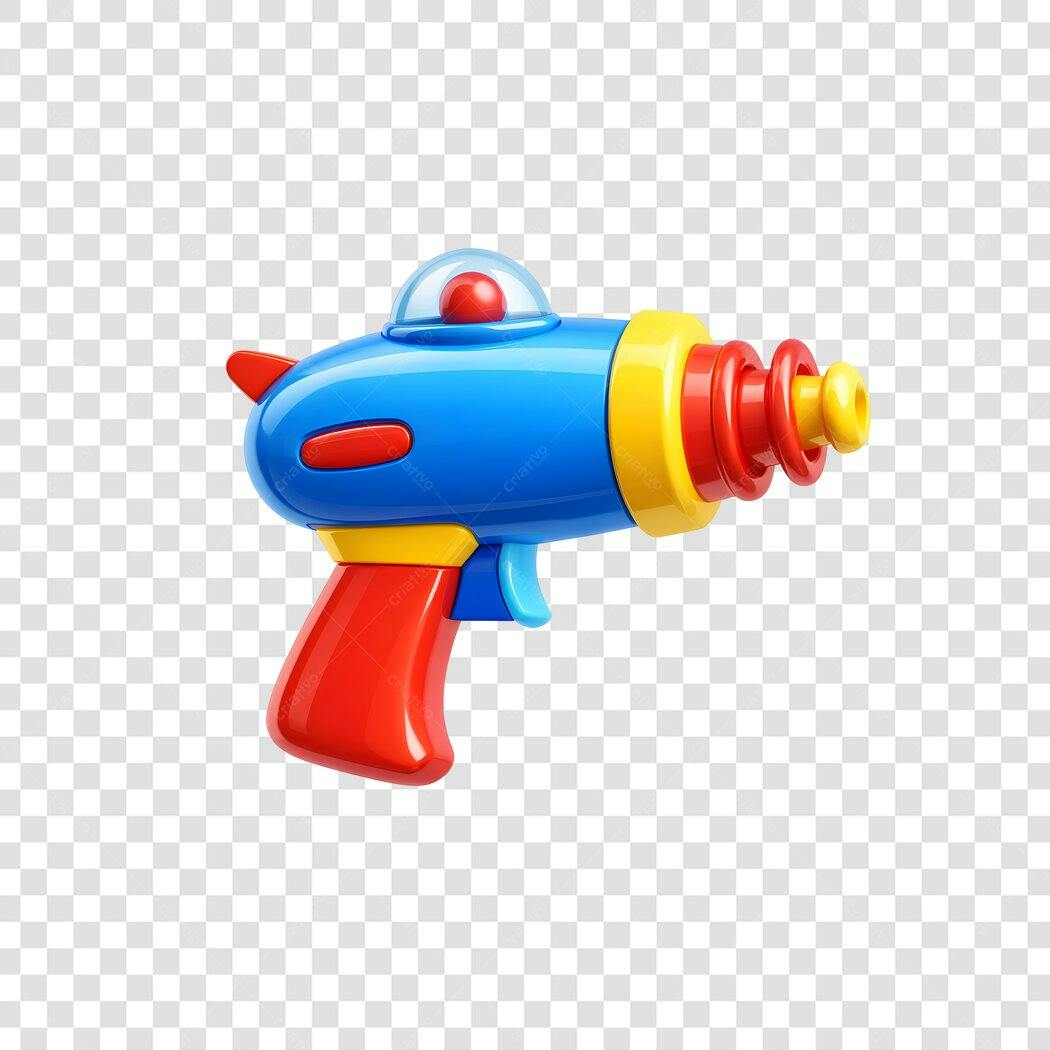 Elemento 3D Pistola de Brinquedo Laser Colorida PNG Fundo Transparente