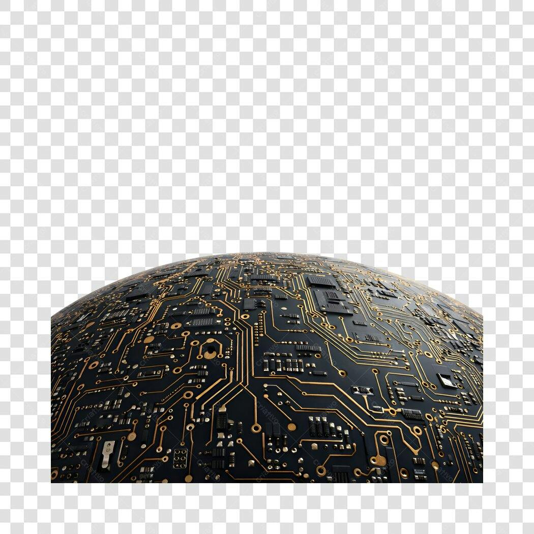 Elemento 3D Placa de Circuito Tecnologia PNG Fundo Transparente