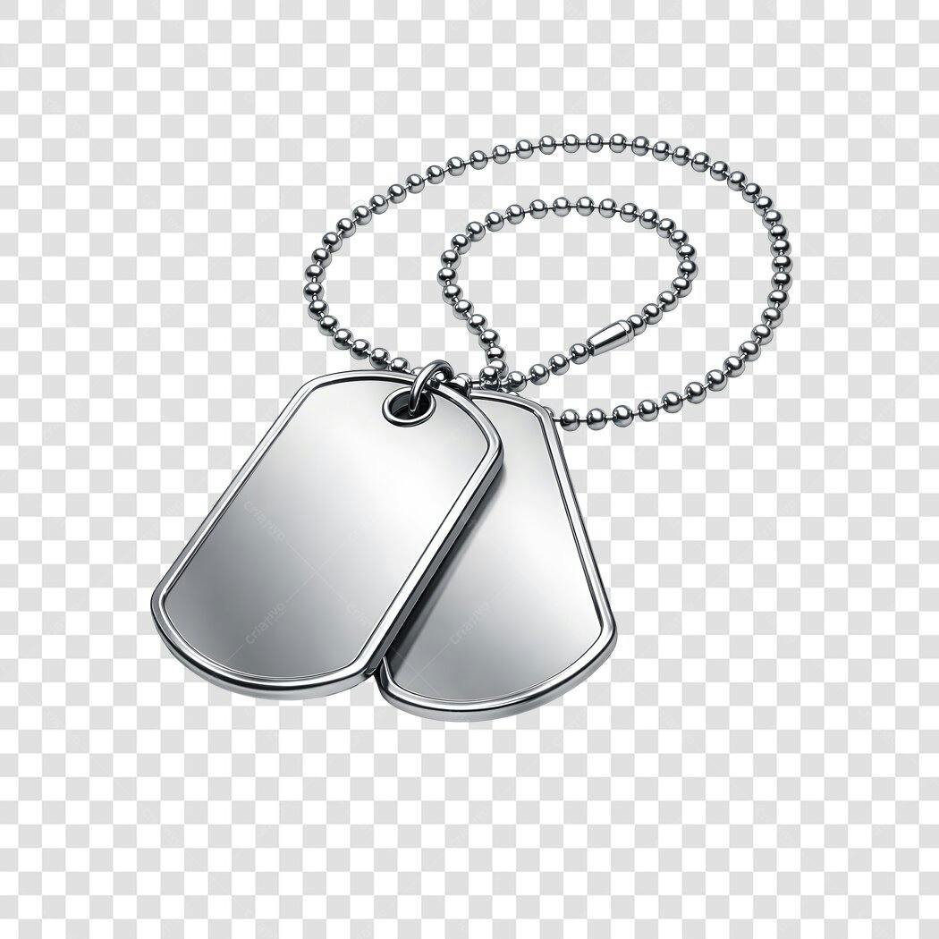 Elemento 3D Placa Identificação Militar Dog Tag PNG Fundo Transparente