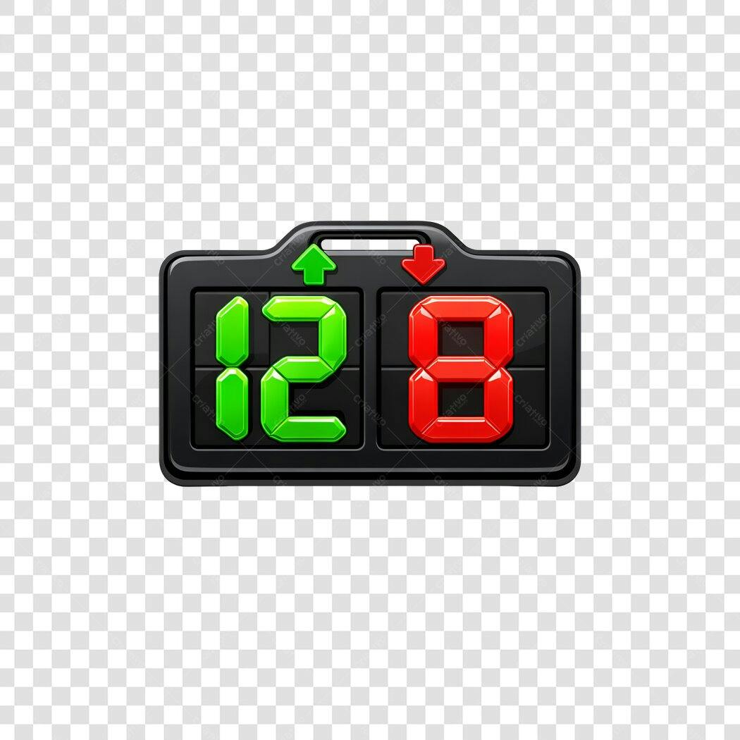 Elemento 3D Placar Esportivo Digital Preto PNG Fundo Transparente