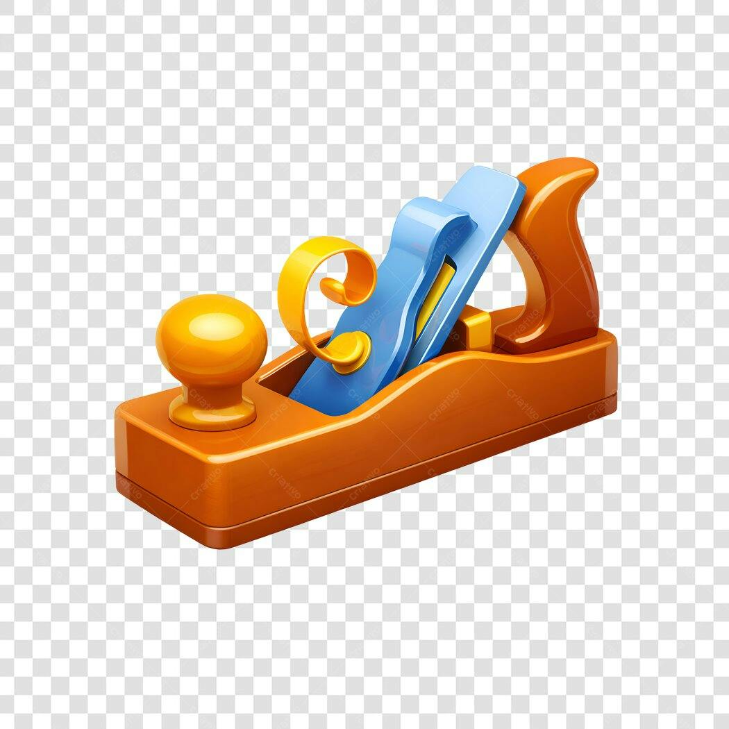 Elemento 3D Plaina de Madeira Ferramenta PNG Fundo Transparente