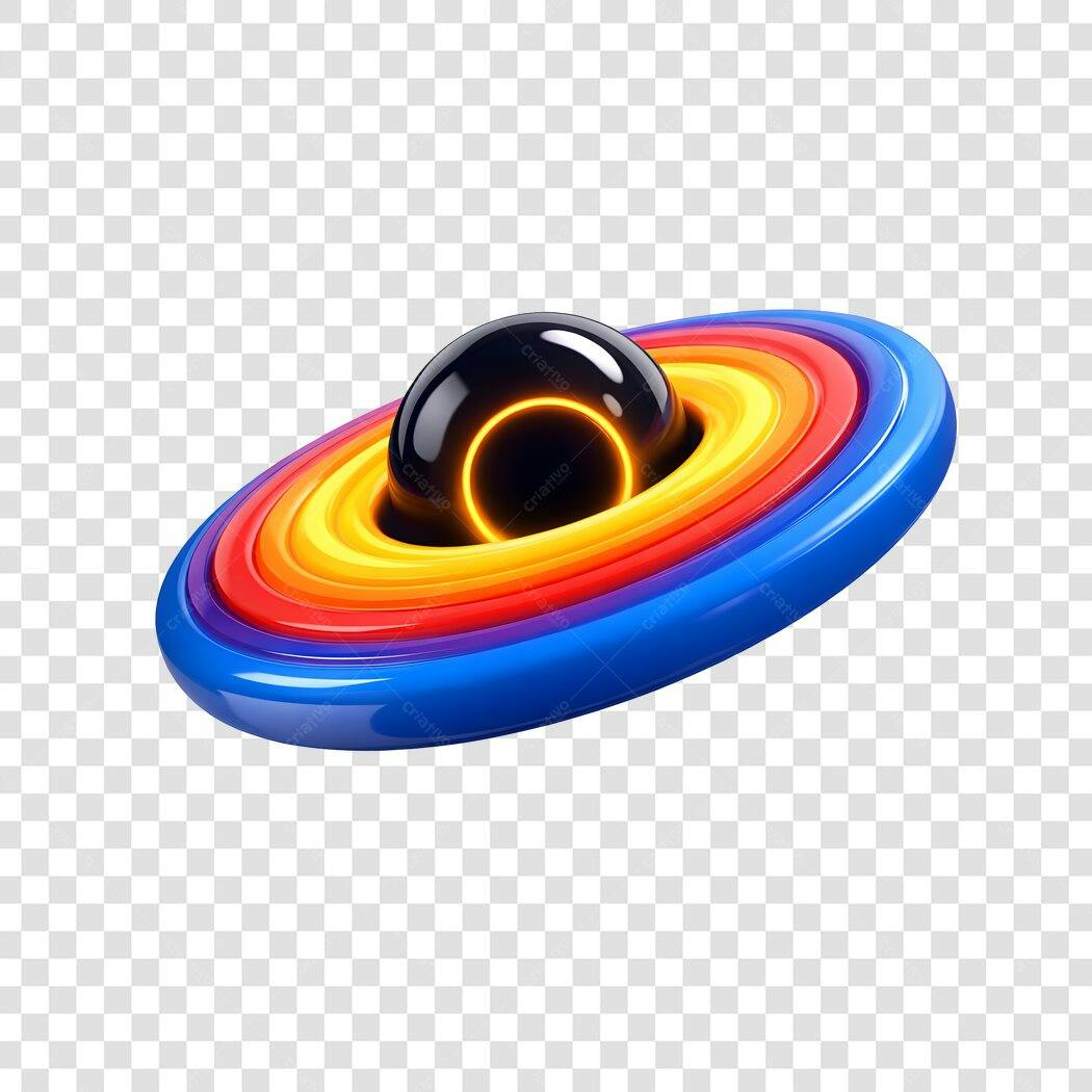 Elemento 3D Planeta Saturno Estilo Neon PNG Fundo Transparente