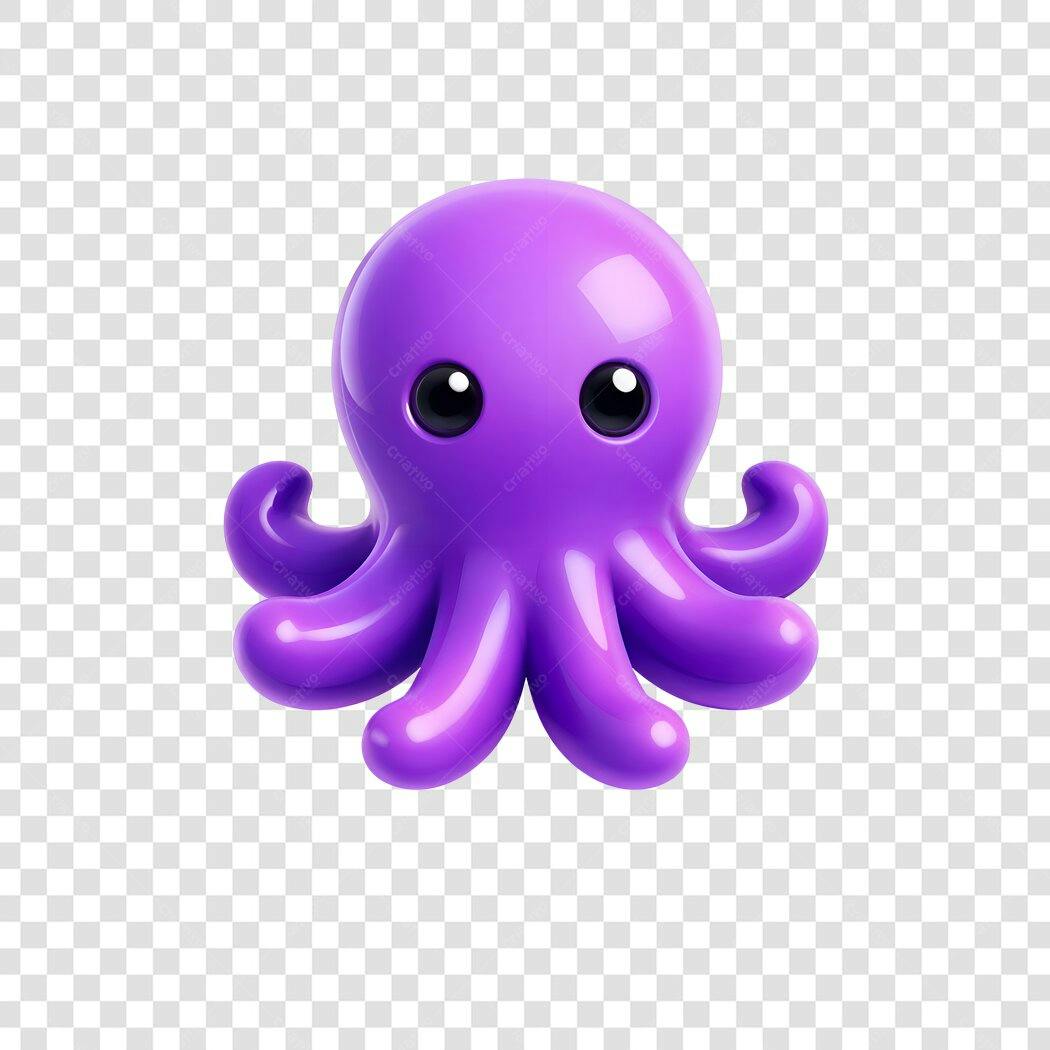 Elemento 3D Polvo Roxo Fofo Brilhante PNG Fundo Transparente