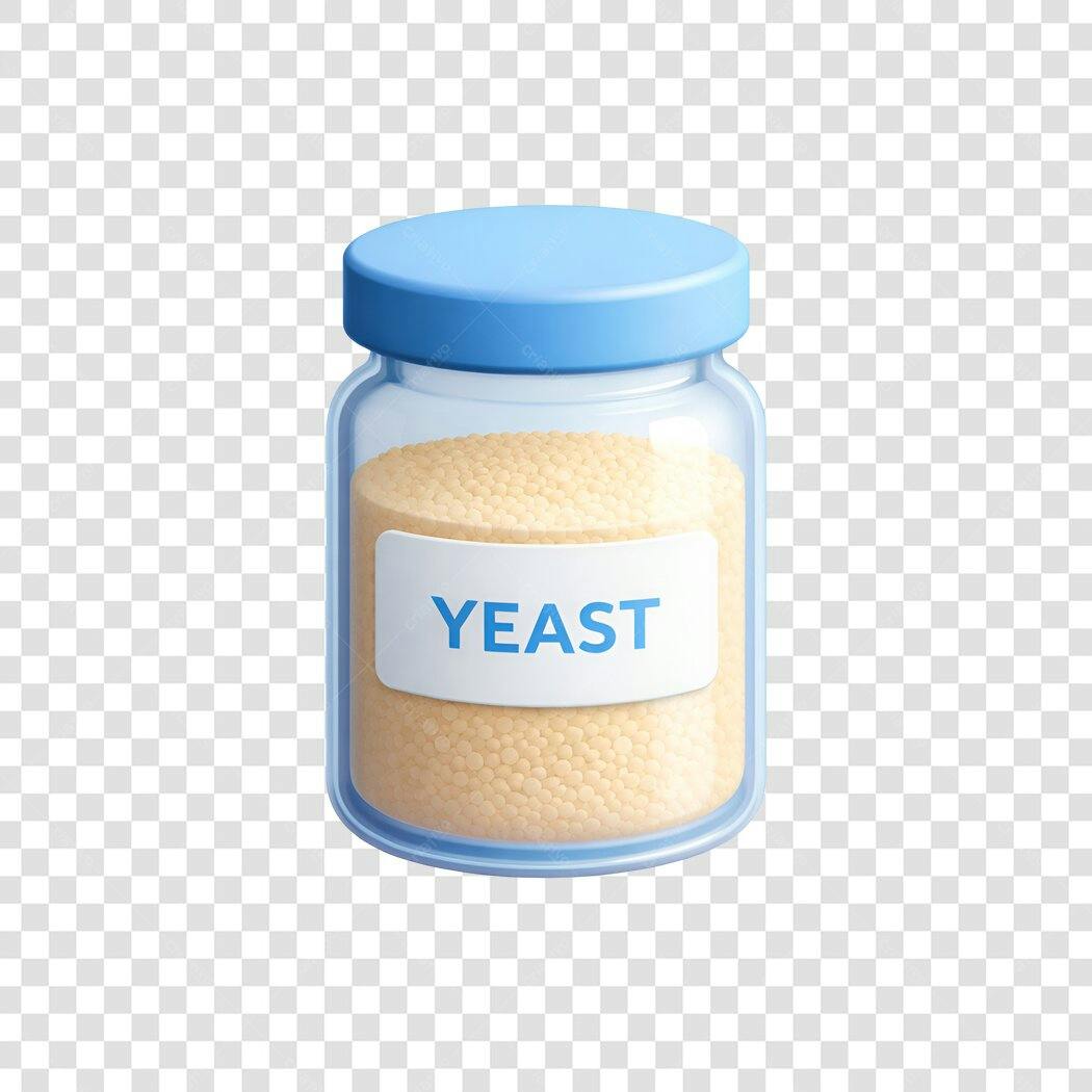 Elemento 3D Pote de Fermento Yeast Azul PNG Fundo Transparente