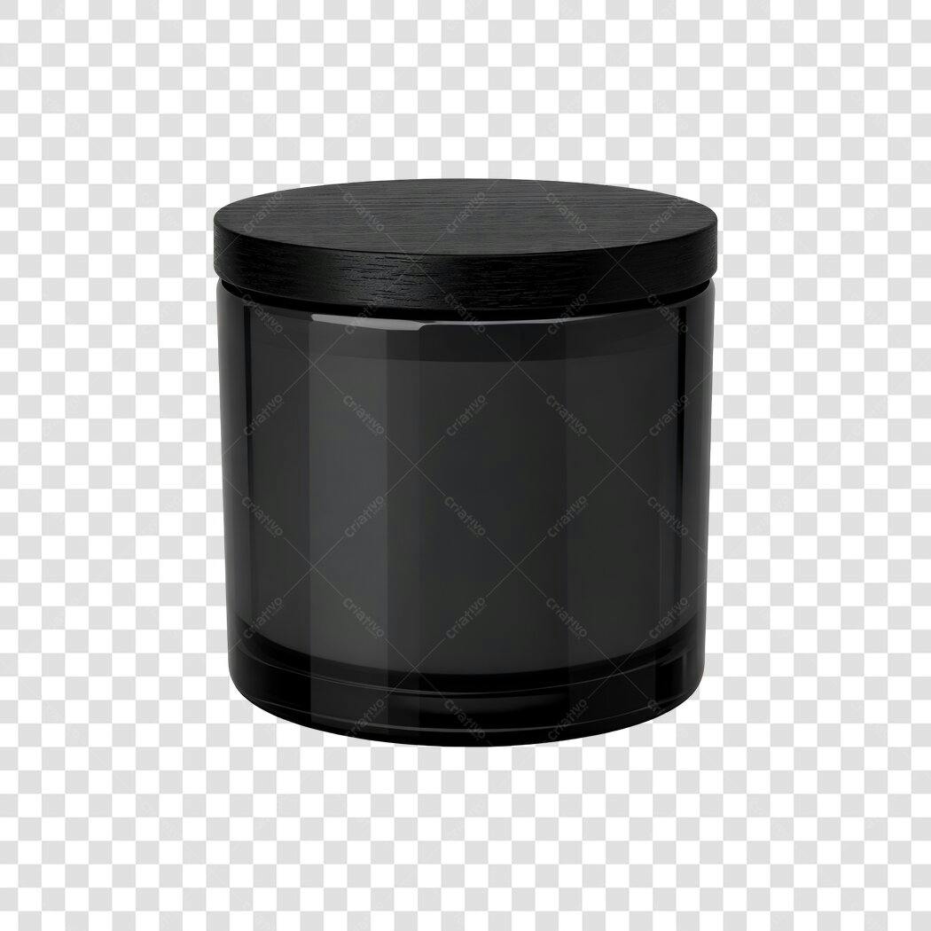 Elemento 3D Pote Preto Cosméticos PNG Fundo Transparente