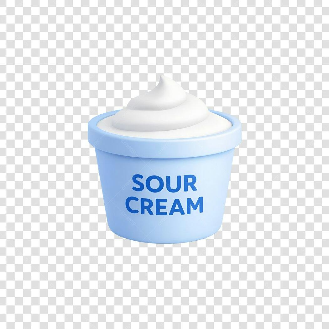Elemento 3D Pote Sour Cream Laticínios PNG Fundo Transparente