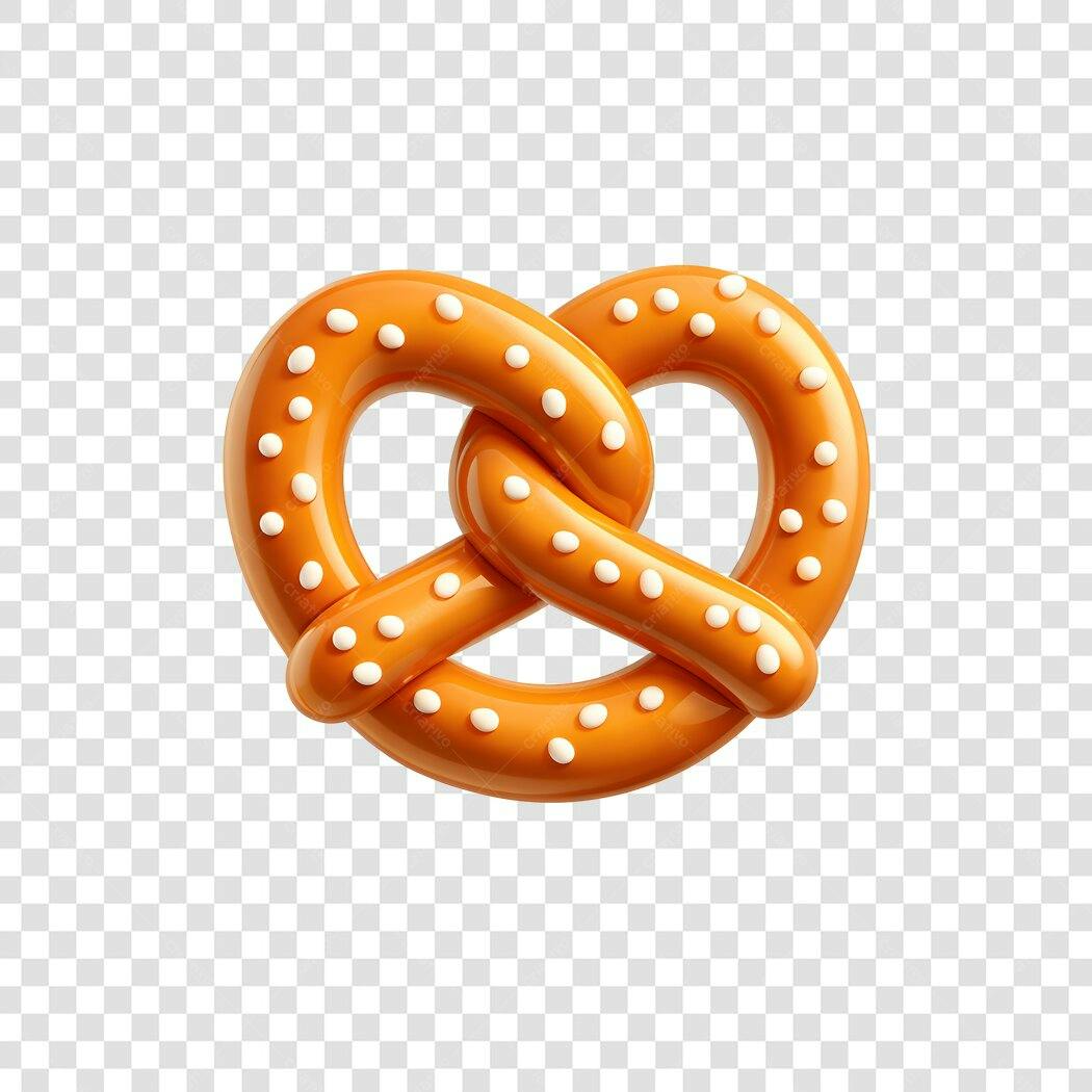 Elemento 3D Pretzel Salgado Lanche PNG Fundo Transparente