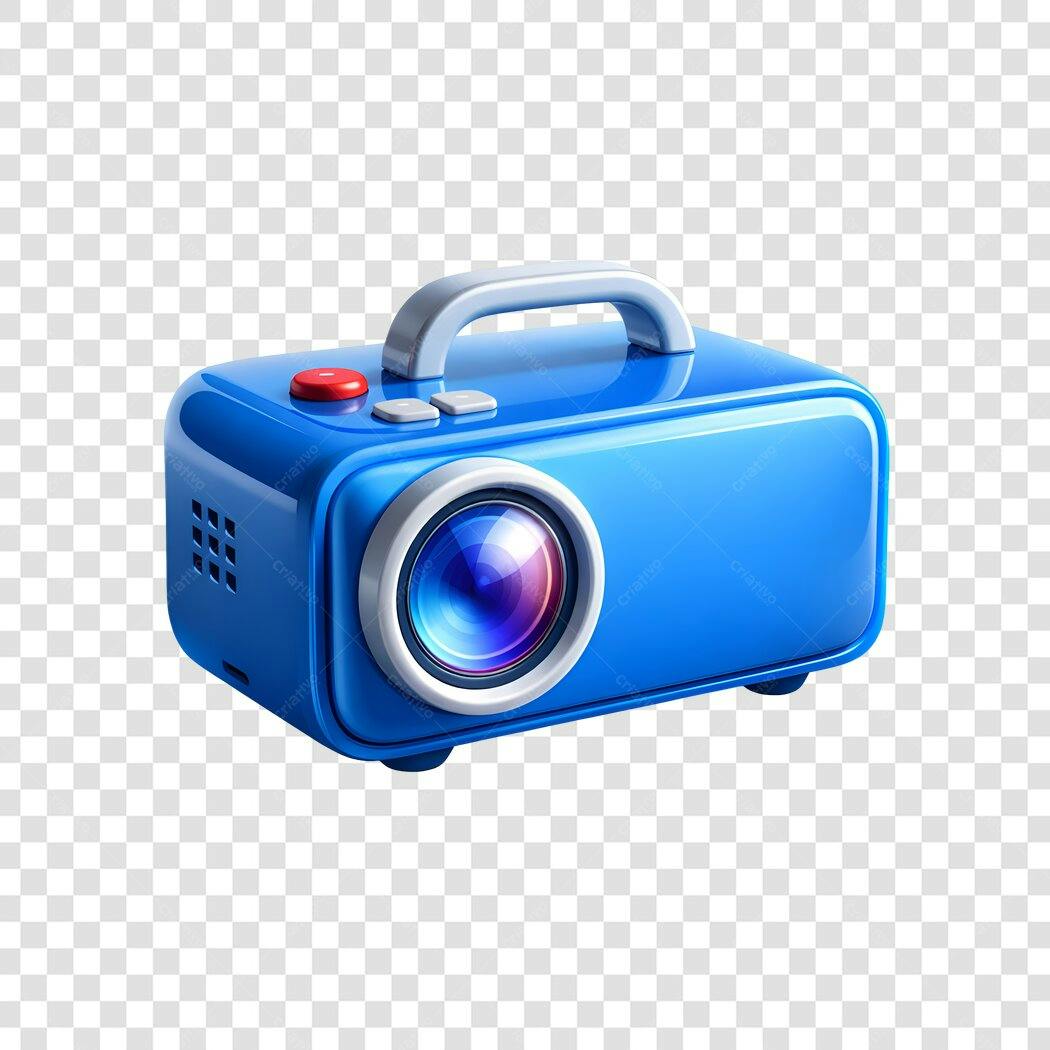 Elemento 3D Projetor Azul Tecnologia PNG Fundo Transparente