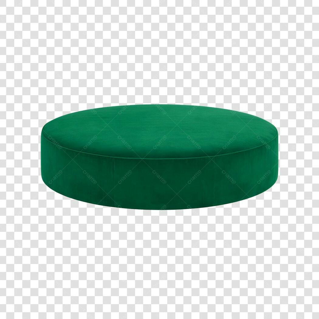 Elemento 3D Puff Redondo Verde Esmeralda PNG Fundo Transparente