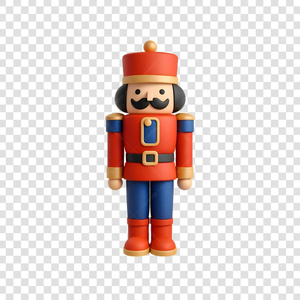 Elemento 3D Quebra Nozes Soldadinho Natal Dezembro PNG Fundo Transparente