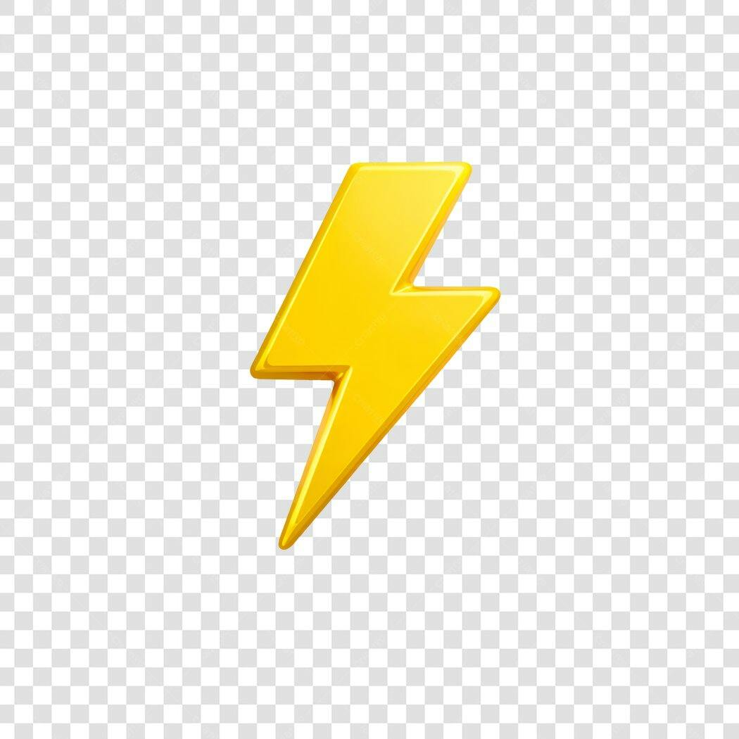 Elemento 3D Raio Amarelo Energia PNG Fundo Transparente