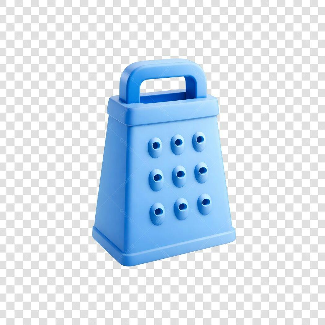 Elemento 3D Ralador Azul Utensílio Cozinha PNG Fundo Transparente