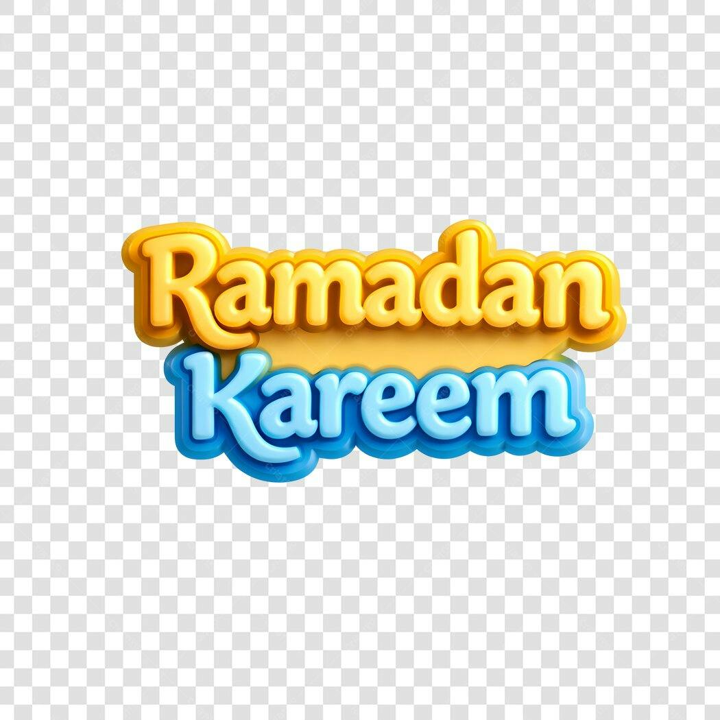 Elemento 3D Ramadan Kareem Dourado Azul PNG Fundo Transparente