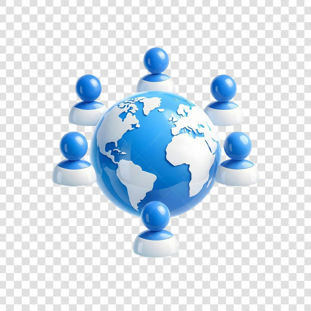 Elemento 3D Rede Global Pessoas Conexão PNG Fundo Transparente