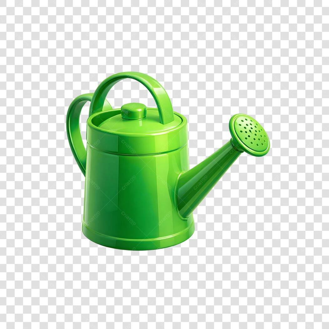 Elemento 3D Regador Verde Jardins PNG Fundo Transparente