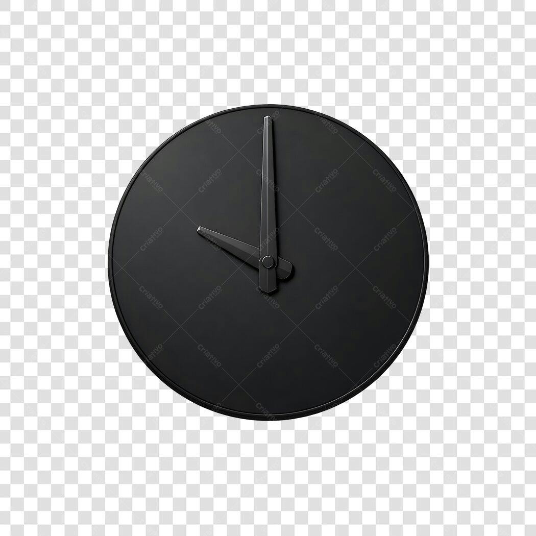 Elemento 3D Relógio Preto Minimalista PNG Fundo Transparente