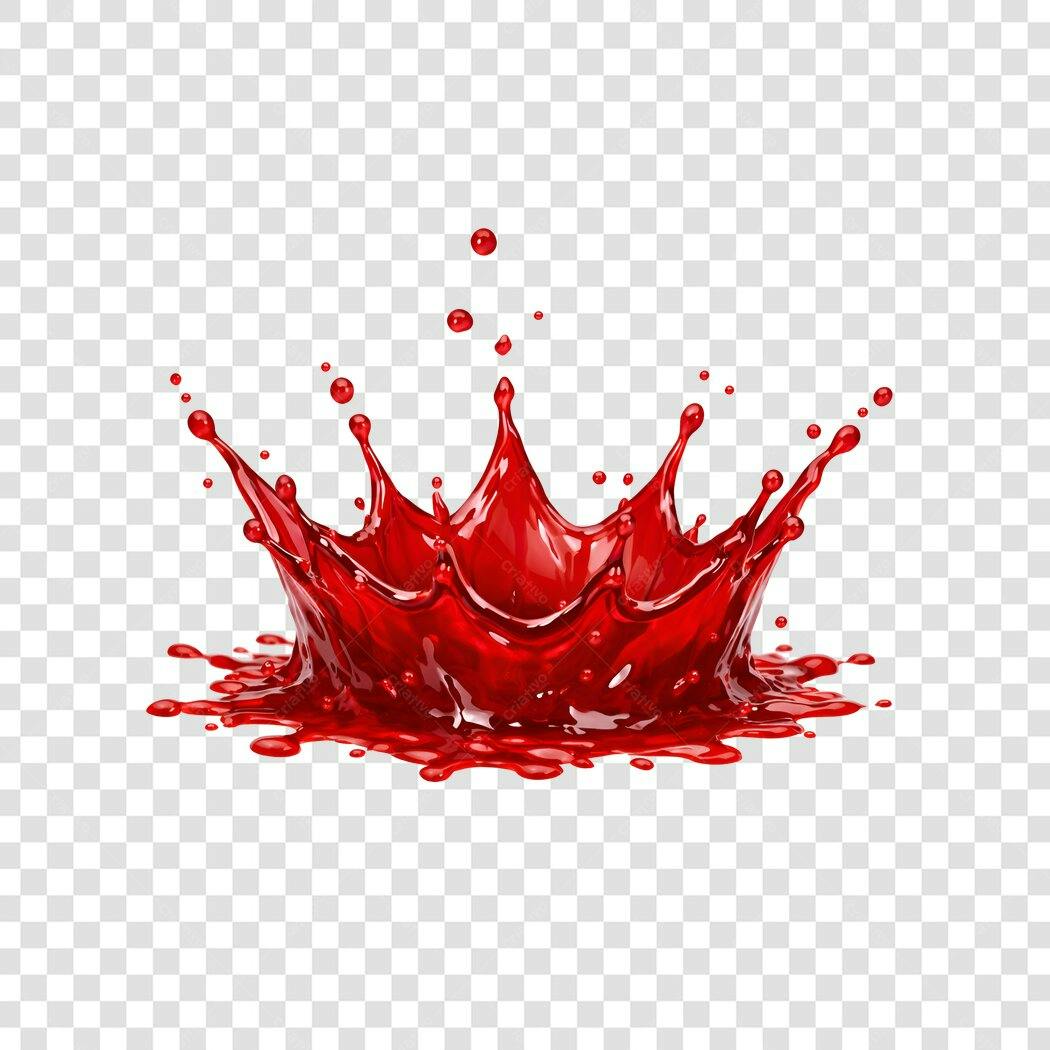 Elemento 3D Salpico Líquido Vermelho Coroa PNG Fundo Transparente