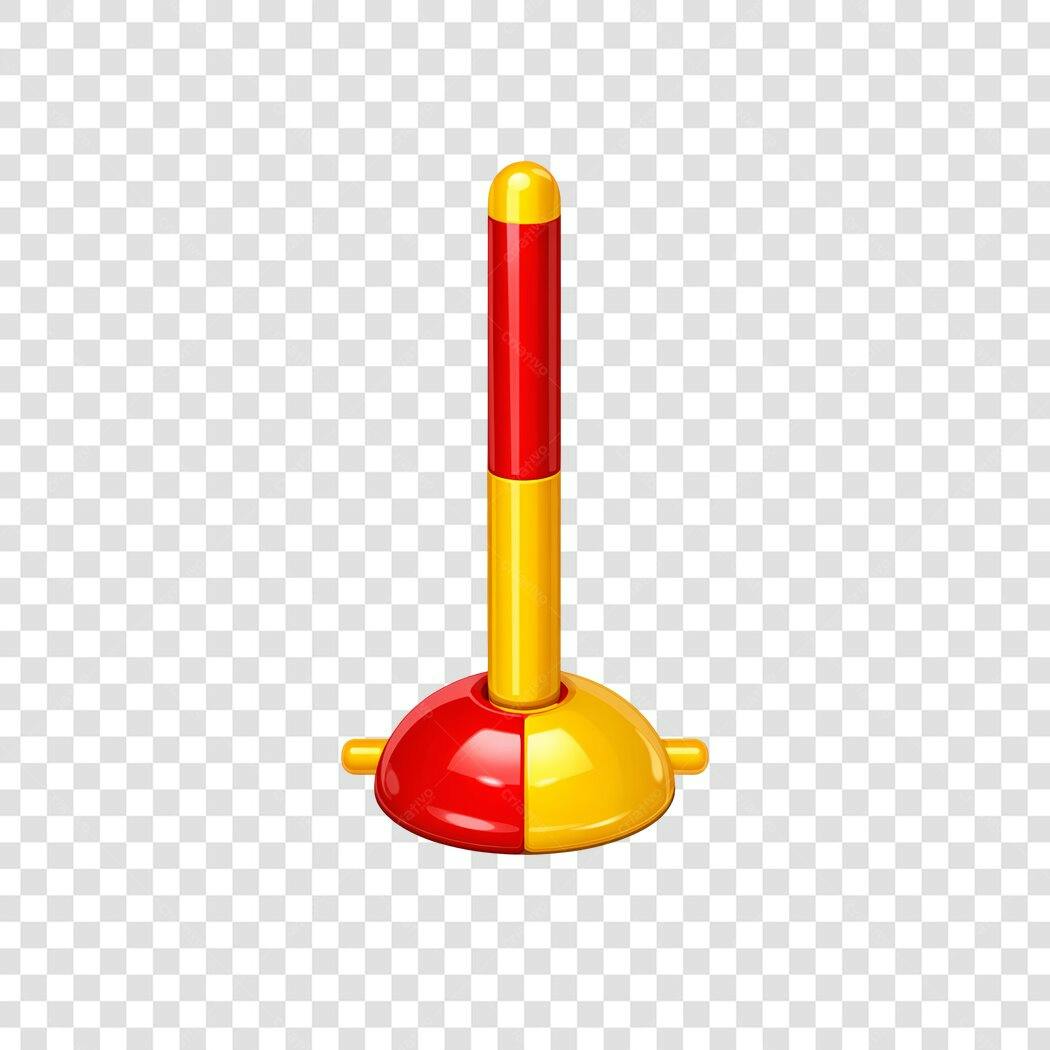 Elemento 3D Sinalização Poste Vermelho Amarelo PNG Fundo Transparente