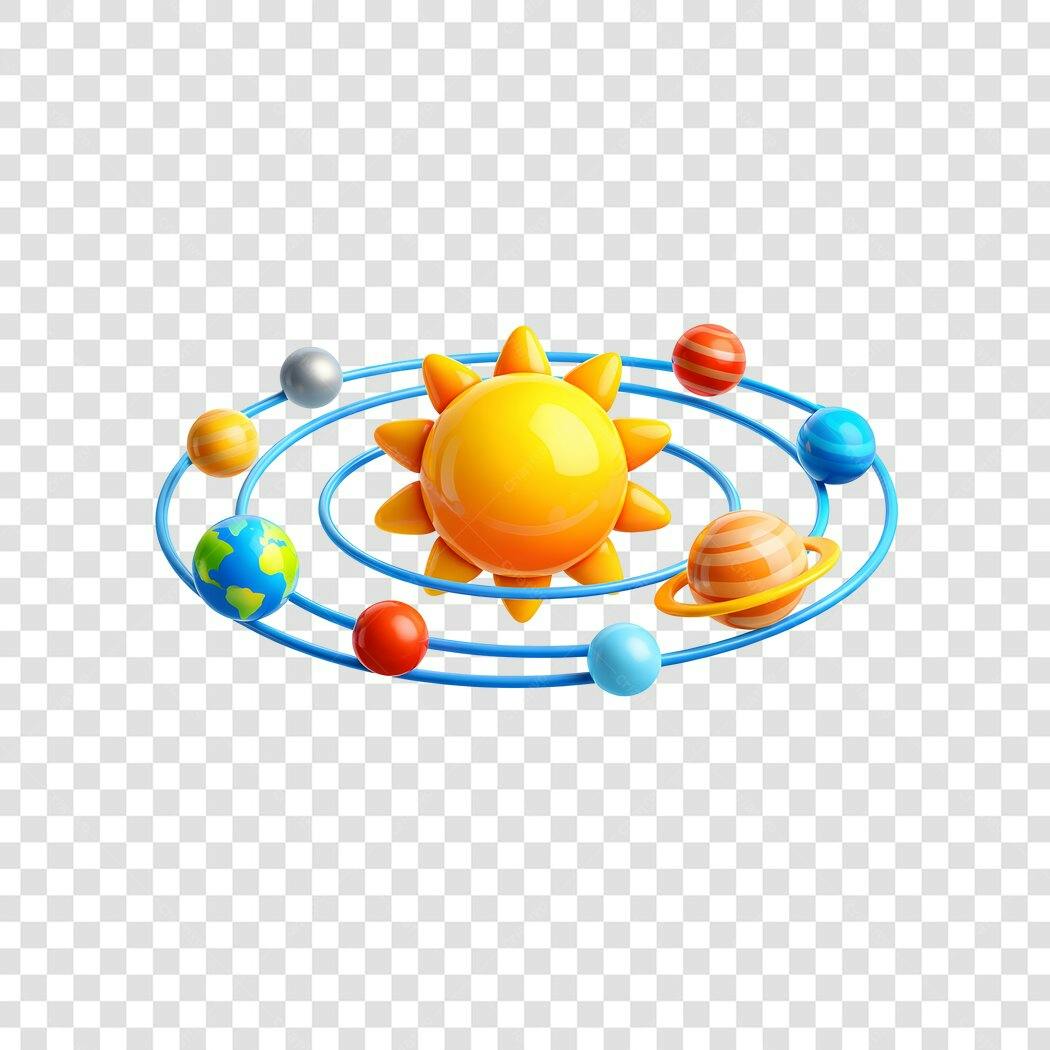 Elemento 3D Sistema Solar Planetas Sol PNG Fundo Transparente