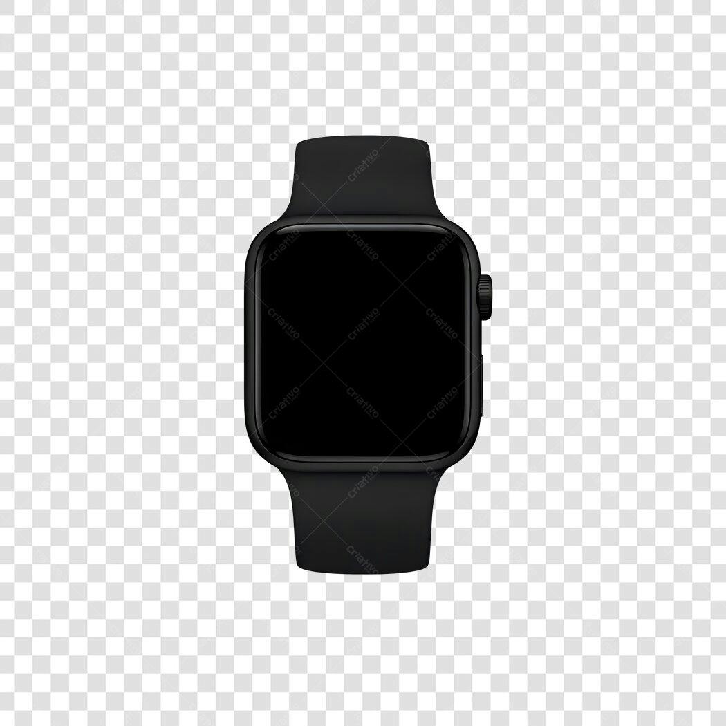 Elemento 3D Smartwatch Preto Tecnologia PNG Fundo Transparente