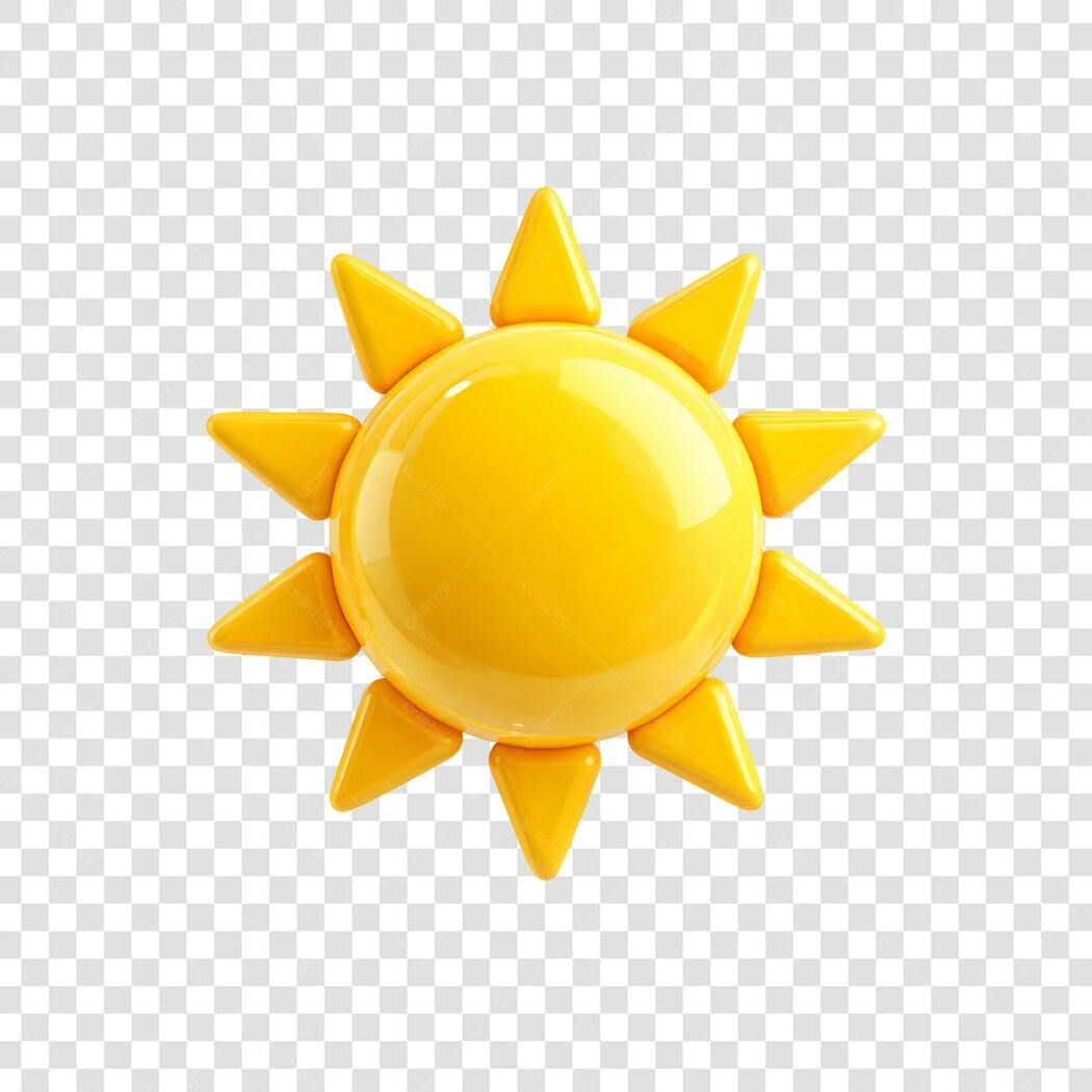 Elemento 3D Sol Amarelo Verão PNG Fundo Transparente