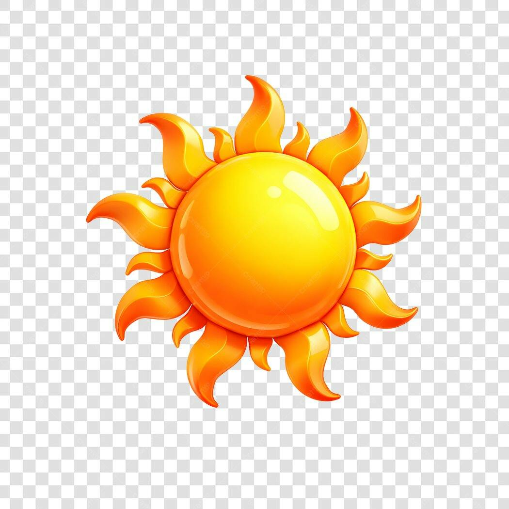 Elemento 3D Sol Verão Quente PNG Fundo Transparente