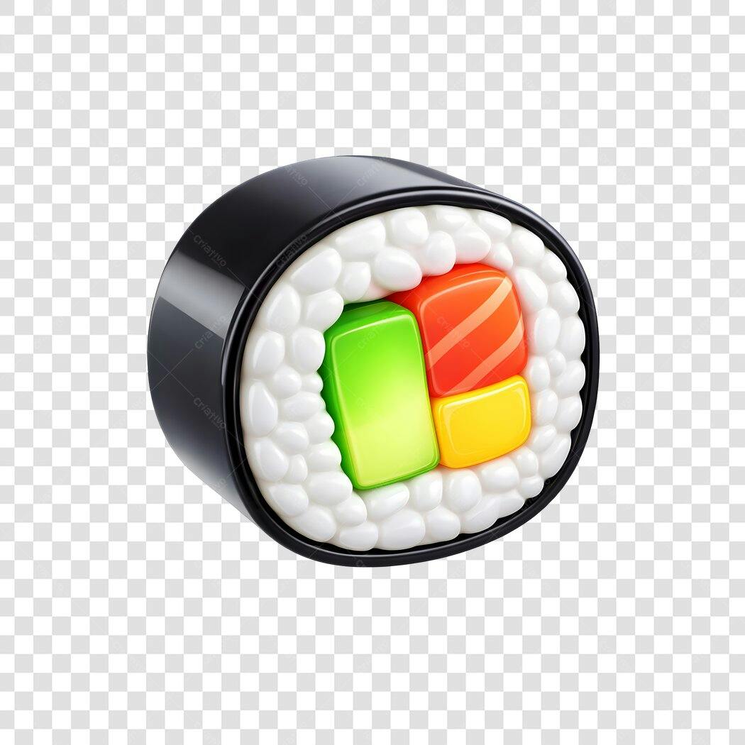 Elemento 3D Sushi Japonês Restaurante PNG Fundo Transparente