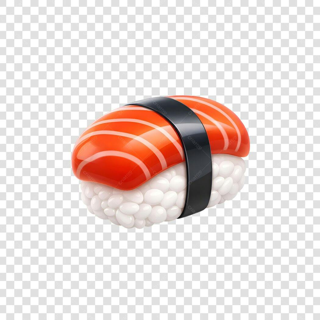 Elemento 3D Sushi Salmão Nigiri PNG Fundo Transparente