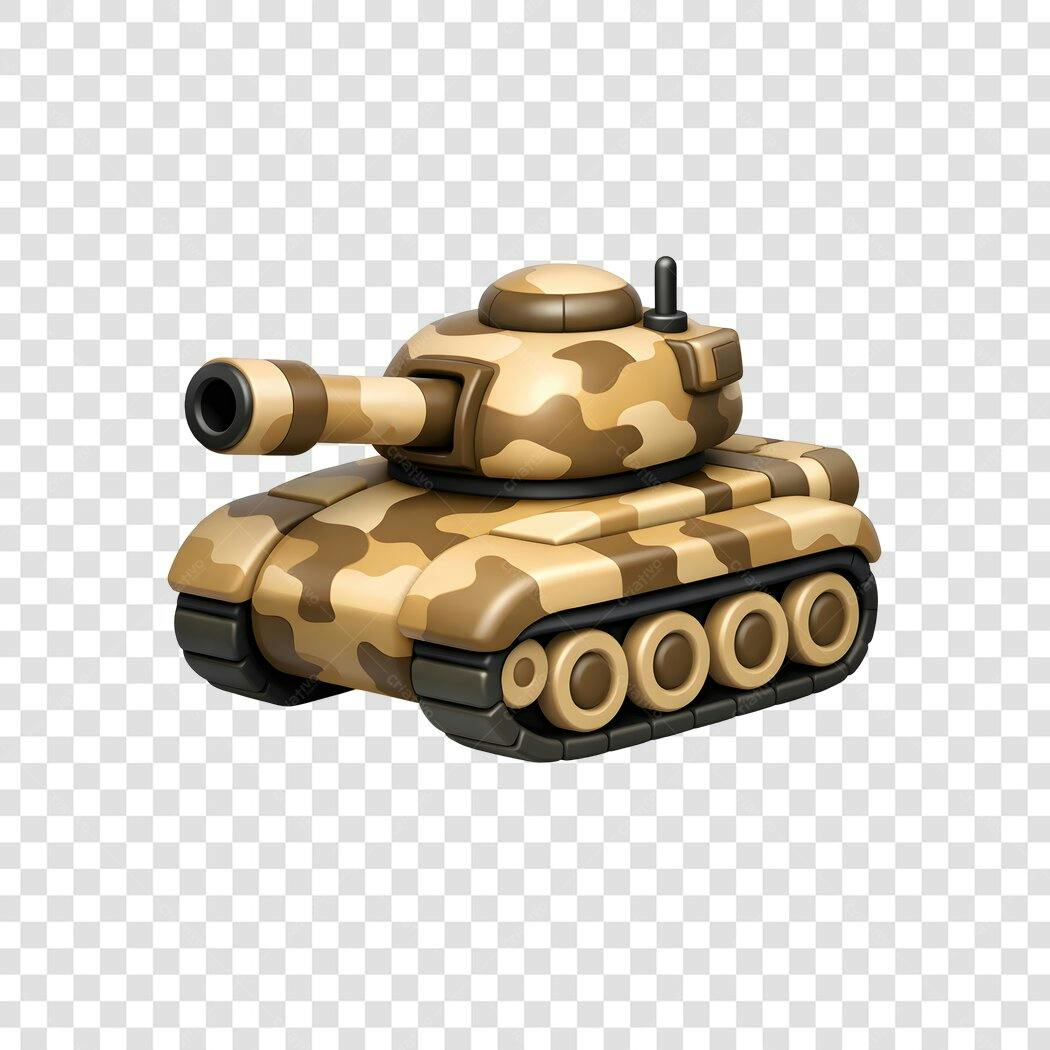 Elemento 3D Tanque Militar Camuflado PNG Fundo Transparente