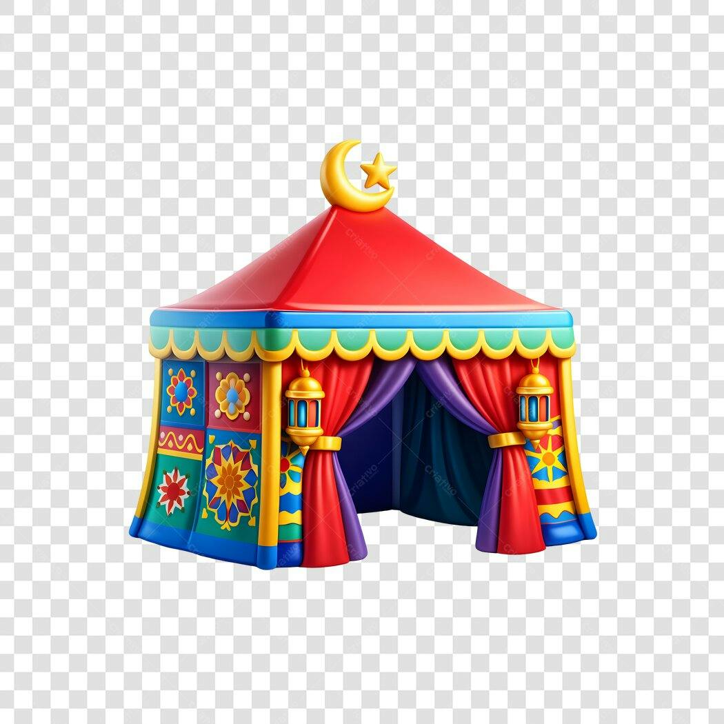 Elemento 3D Tenda Árabe Ramadã Mesquita PNG Fundo Transparente