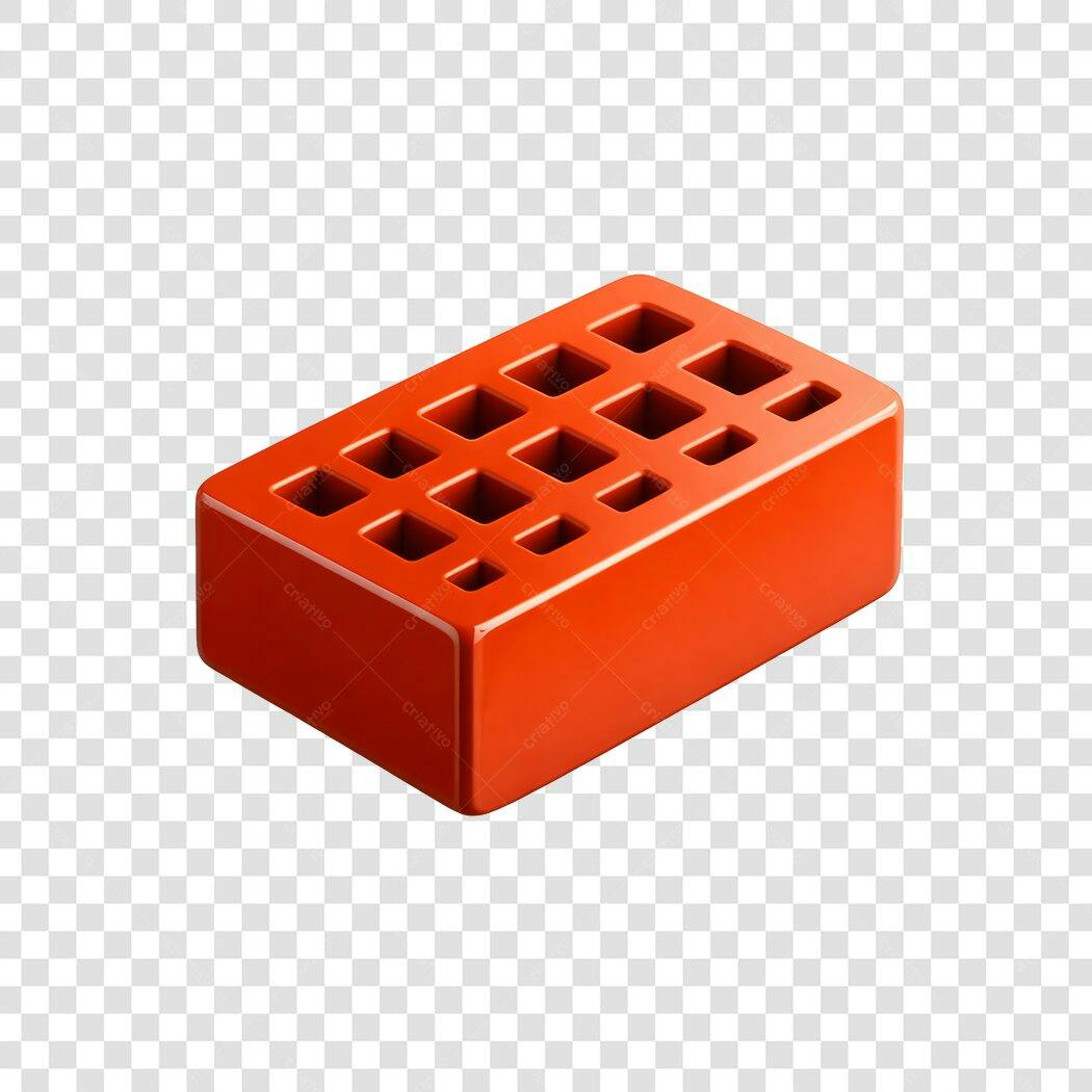 Elemento 3D Tijolo Cerâmico Vermelho Construção PNG Fundo Transparente