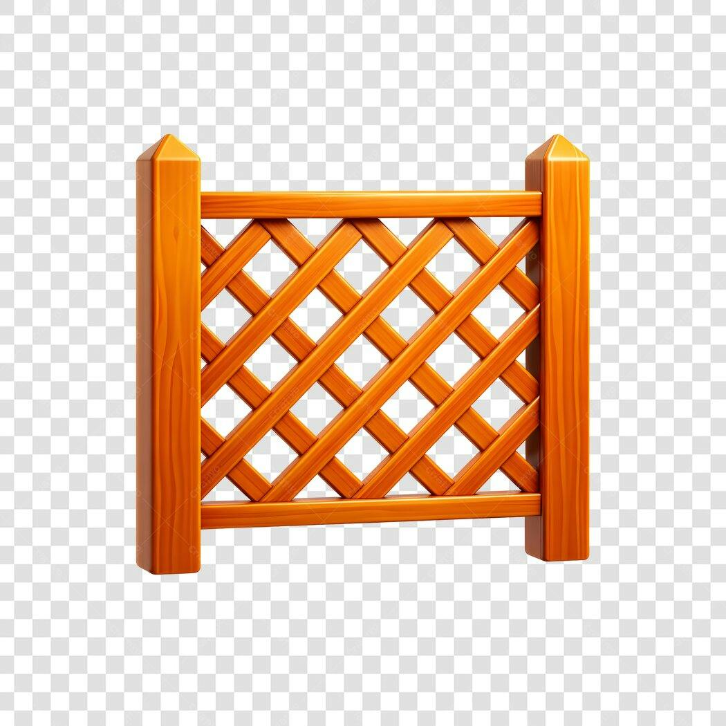 Elemento 3D Treliça Madeira Cerca Jardim PNG Fundo Transparente