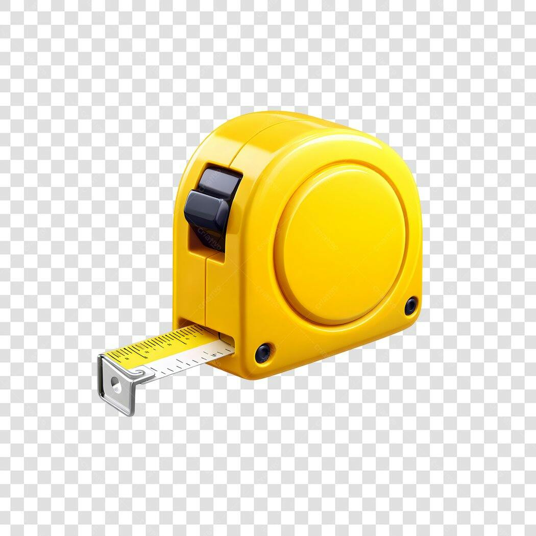 Elemento 3D Trena Amarela Ferramenta Medida PNG Fundo Transparente