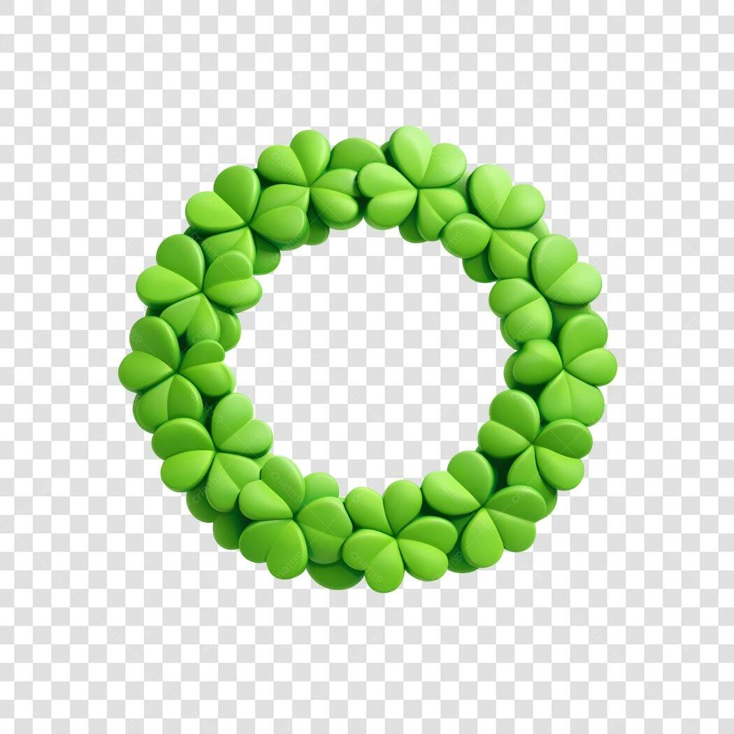 Elemento 3D Trevo Verde São Patrício PNG Fundo Transparente