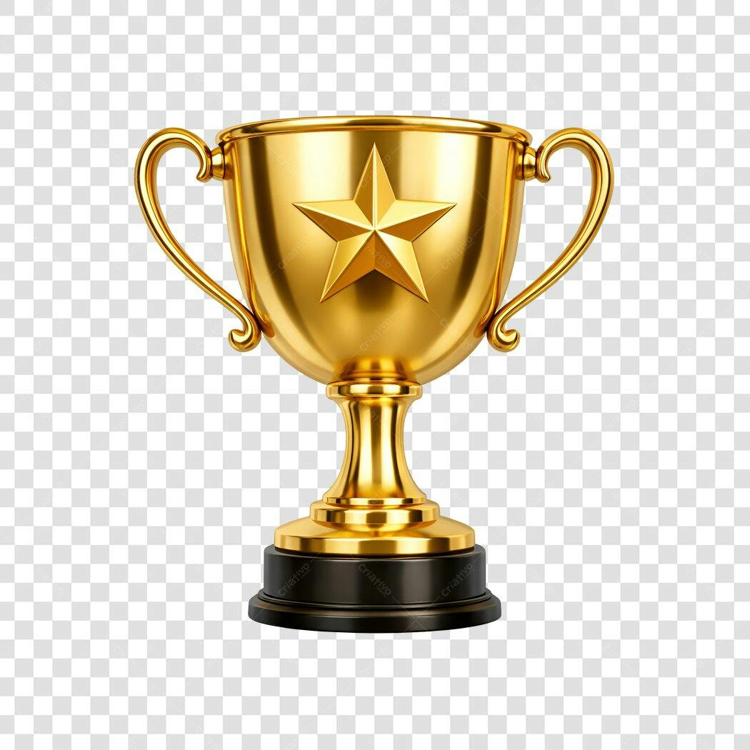 Elemento 3D Troféu Dourado Estrela Prêmio PNG Fundo Transparente