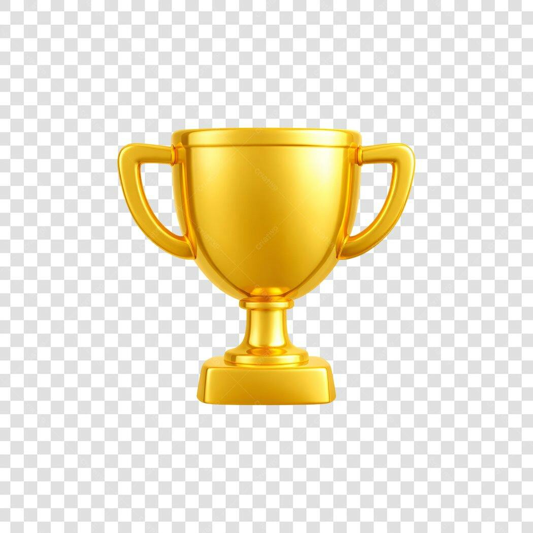 Elemento 3D Troféu Dourado Premiação PNG Fundo Transparente