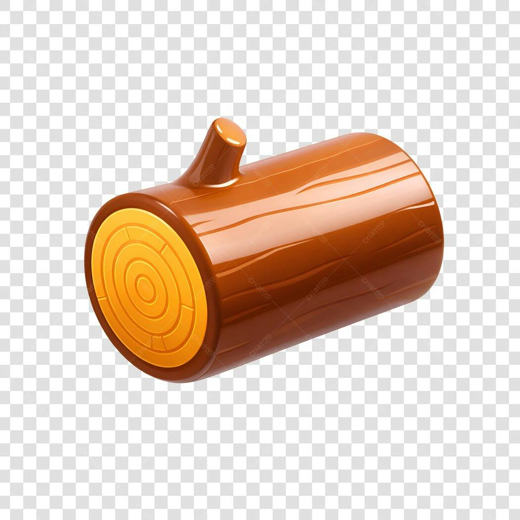 Elemento 3D Tronco de Madeira Marrom PNG Fundo Transparente