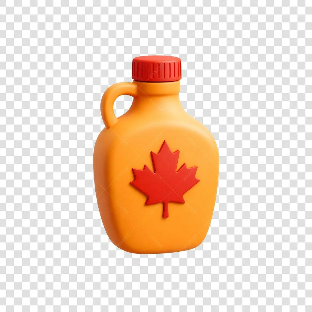 Elemento 3D Xarope Bordo Folha Canadense PNG Fundo Transparente