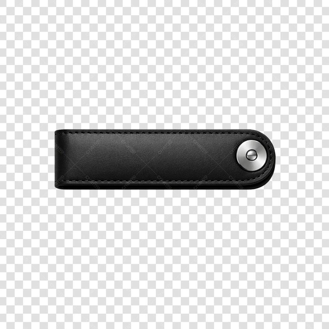 Elemento Decorativo Chaveiro Couro Preto PNG Fundo Transparente