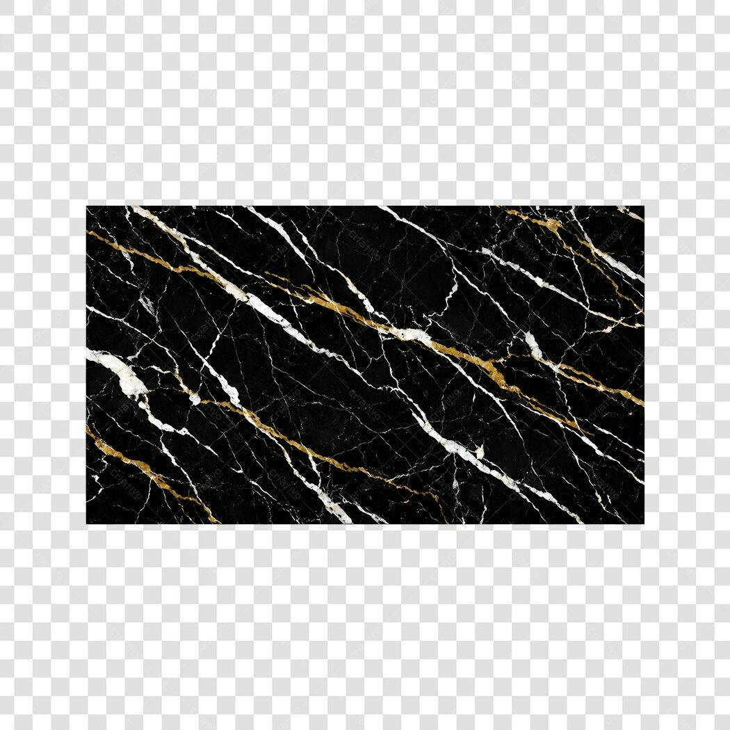 Elemento Decorativo Mármore Preto Dourado PNG Fundo Transparente