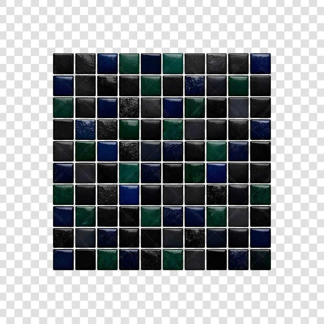 Elemento Decorativo Pastilhas Azuis Verdes Pretas PNG Fundo Transparente