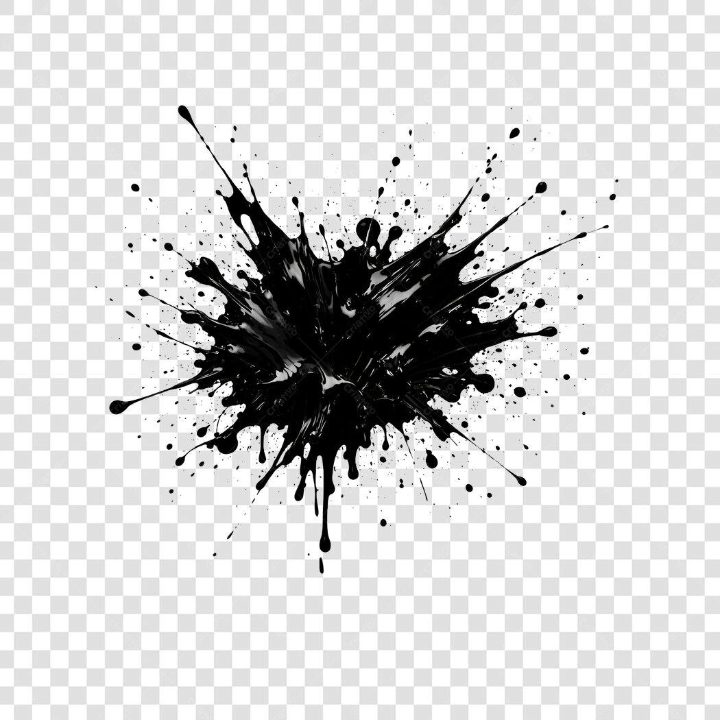Elemento Decorativo Tinta Preta Respingo PNG Fundo Transparente