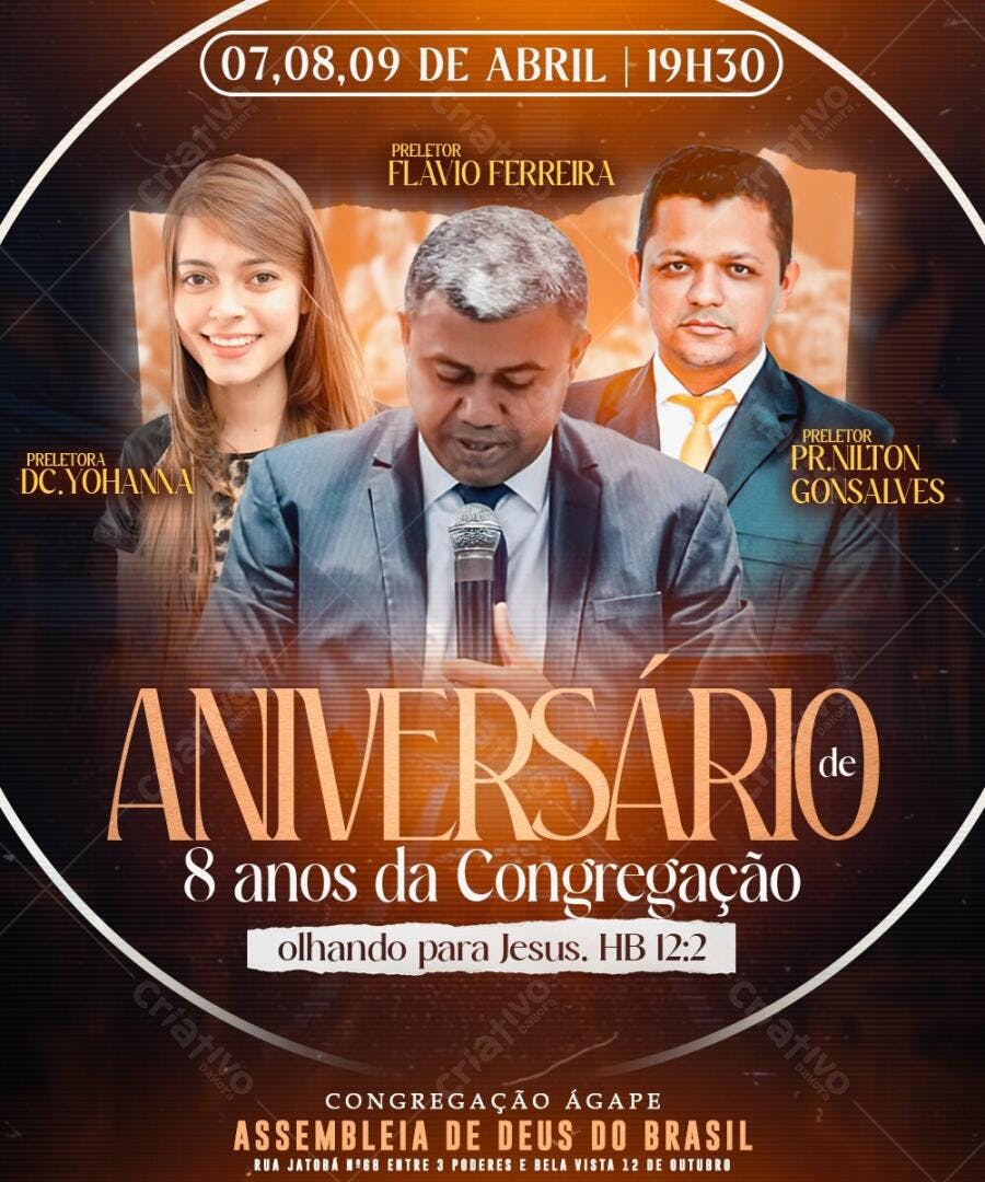 Flyer Aniversário Igreja Assembleia de Deus PSD Editável