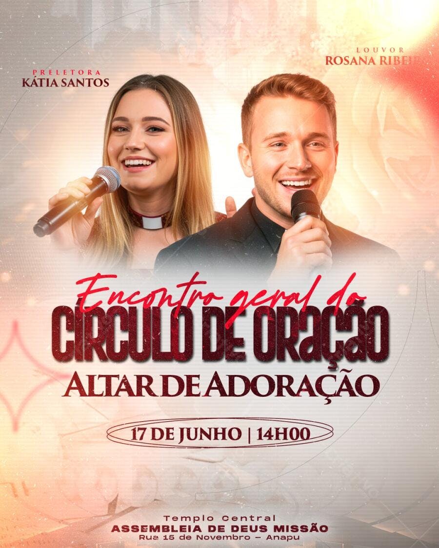 Flyer Encontro Círculo de Oração Igreja Evangélica PSD Editável