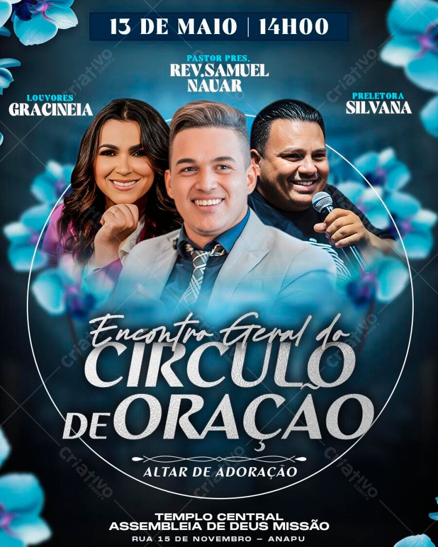 Flyer Encontro Círculo de Oração Igreja PSD Editável