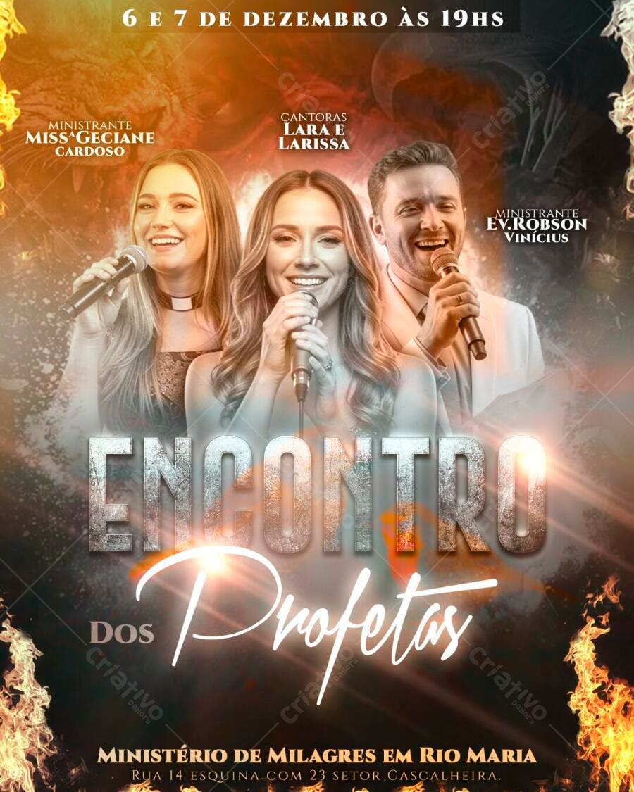 Flyer Encontro dos Profetas Evento Religioso PSD Editável