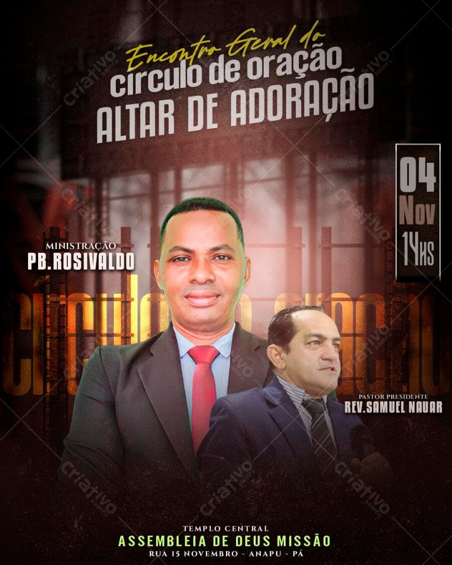Flyer Encontro Oração Igreja Evangélica PSD Editável