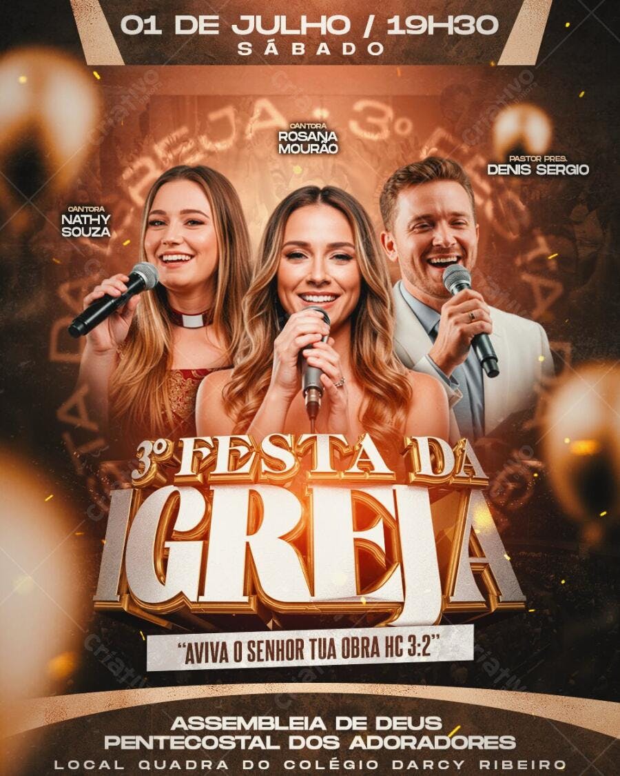 Flyer Festa da Igreja Evento Religioso PSD Editável